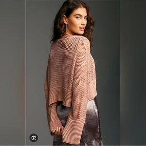 Anthropologie Crochet Bell- Sleeve Open Sweater - NWT